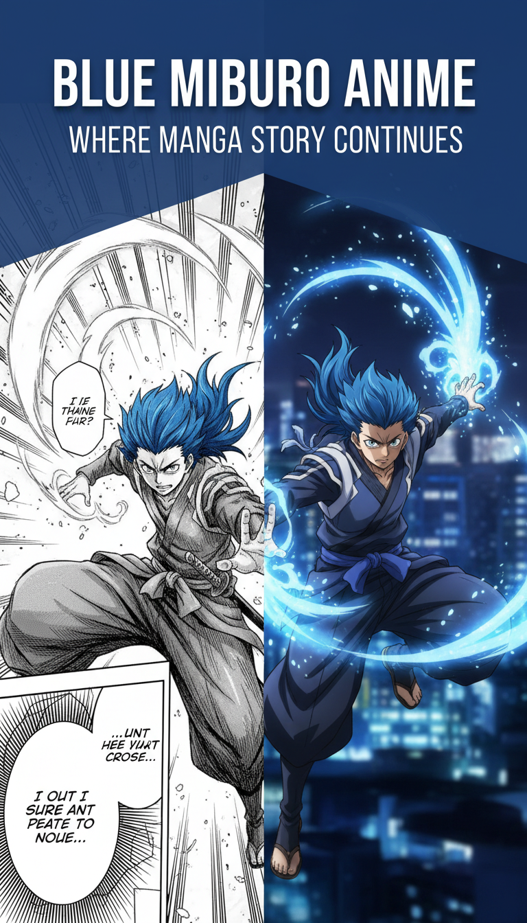 where does the blue miburo anime end in the manga