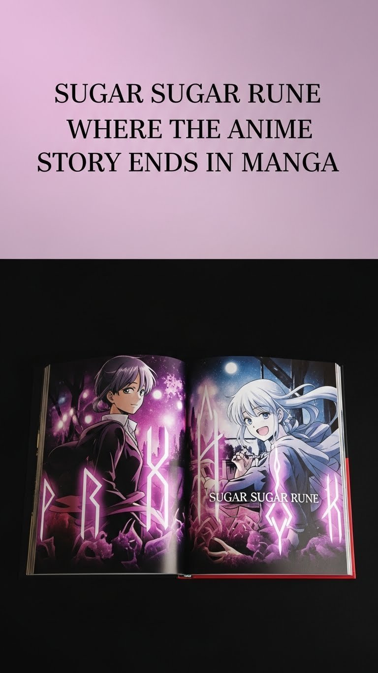where does the sugar sugar rune anime end in the manga